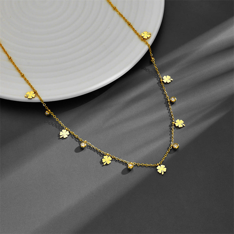 Gold-Plated Simple Trendy Sexy Summer Body Chain Fashion Four-Leaf Flower Pendant Waist Accessory for Women