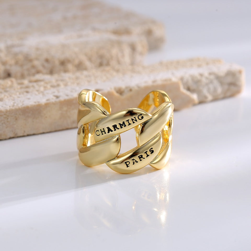 Real Gold Plating + Fashionable Simple Open Ring