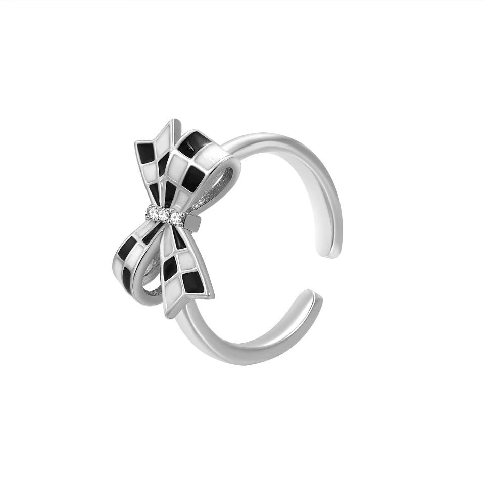 Eco-friendly Copper Real Gold Plating + Bowknot Oil Drop Open Ring