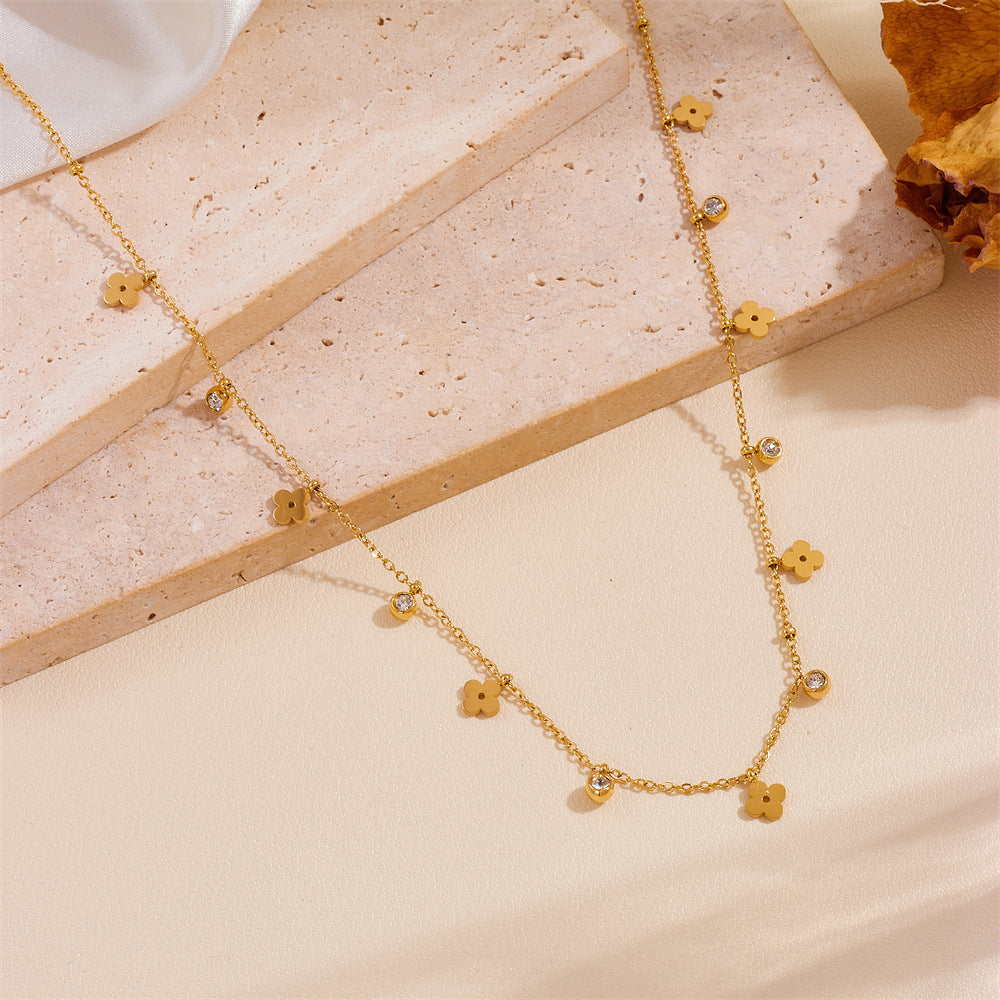 Gold-plated Hollow Small Flower Waist Accessory Four-leaf Flower Simple Waist Chain