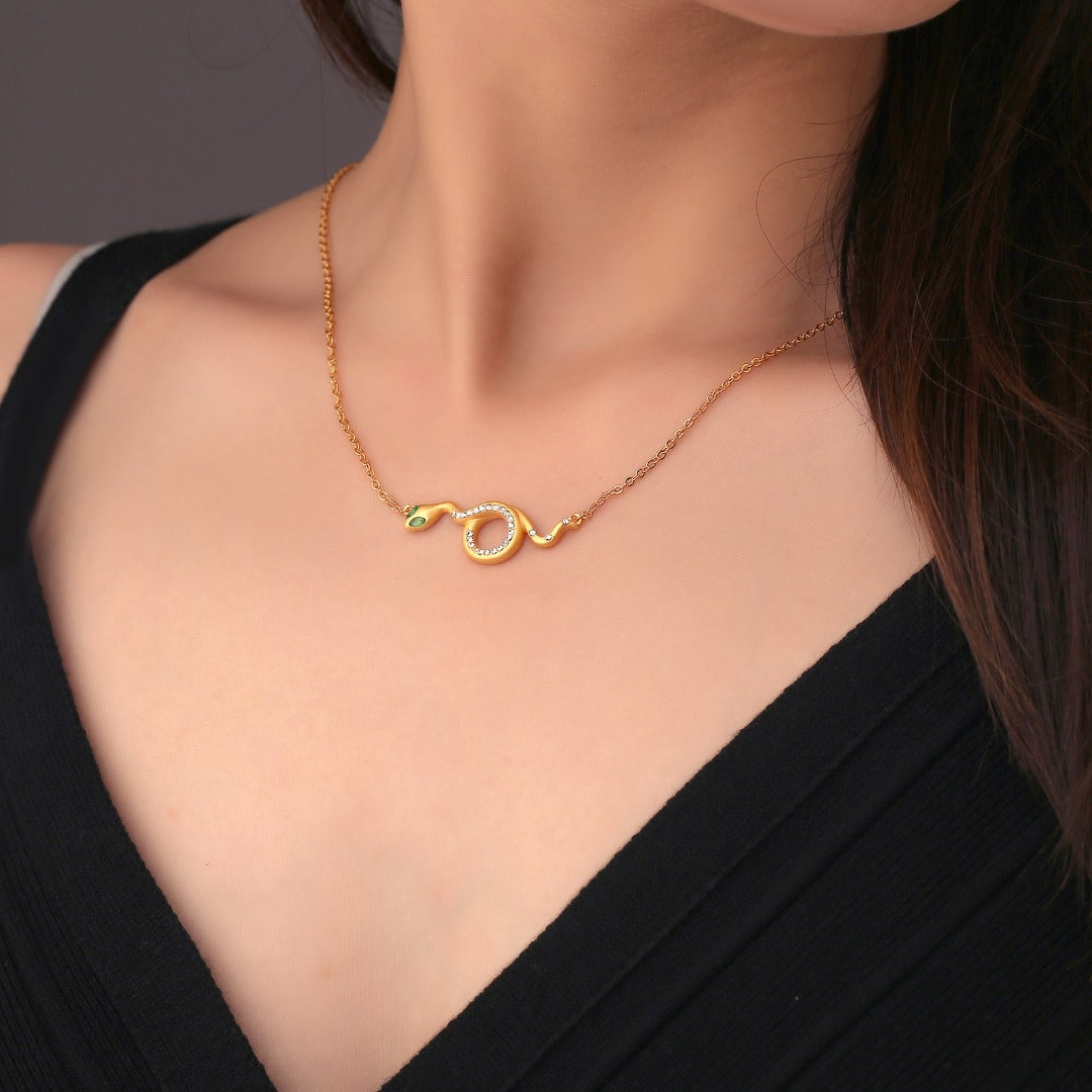 Real Gold Plating + Snake Necklace