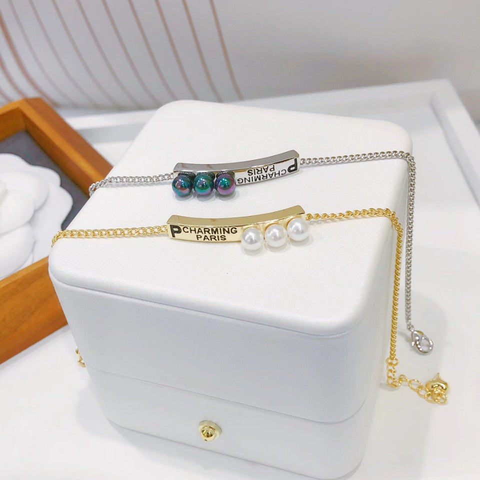 Environmental-Friendly Copper Real Gold Plating + Fashion Pearl Bracelet