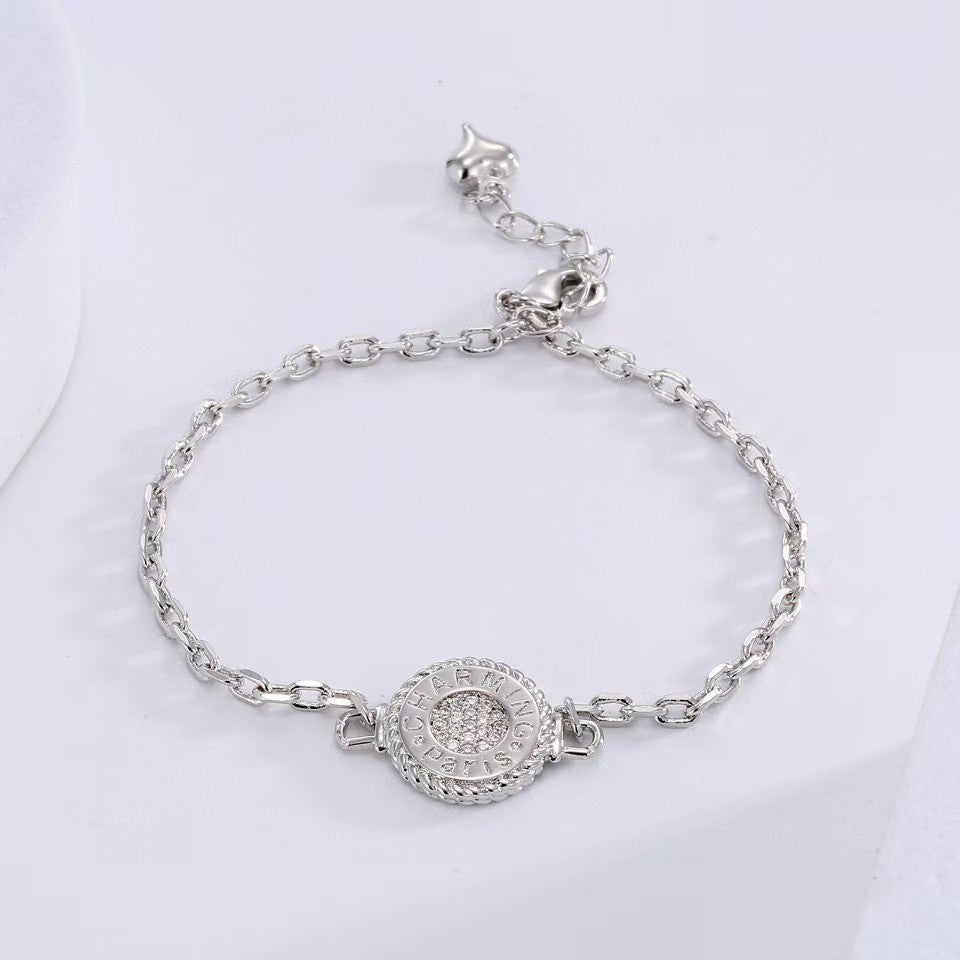    Minimalist High-End Round Pendant Bracelet Silver/Gold Two Colors Available Adjustable Chain