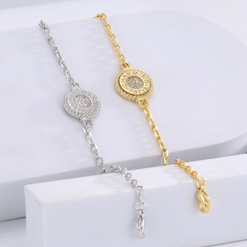    Minimalist High-End Round Pendant Bracelet Silver/Gold Two Colors Available Adjustable Chain