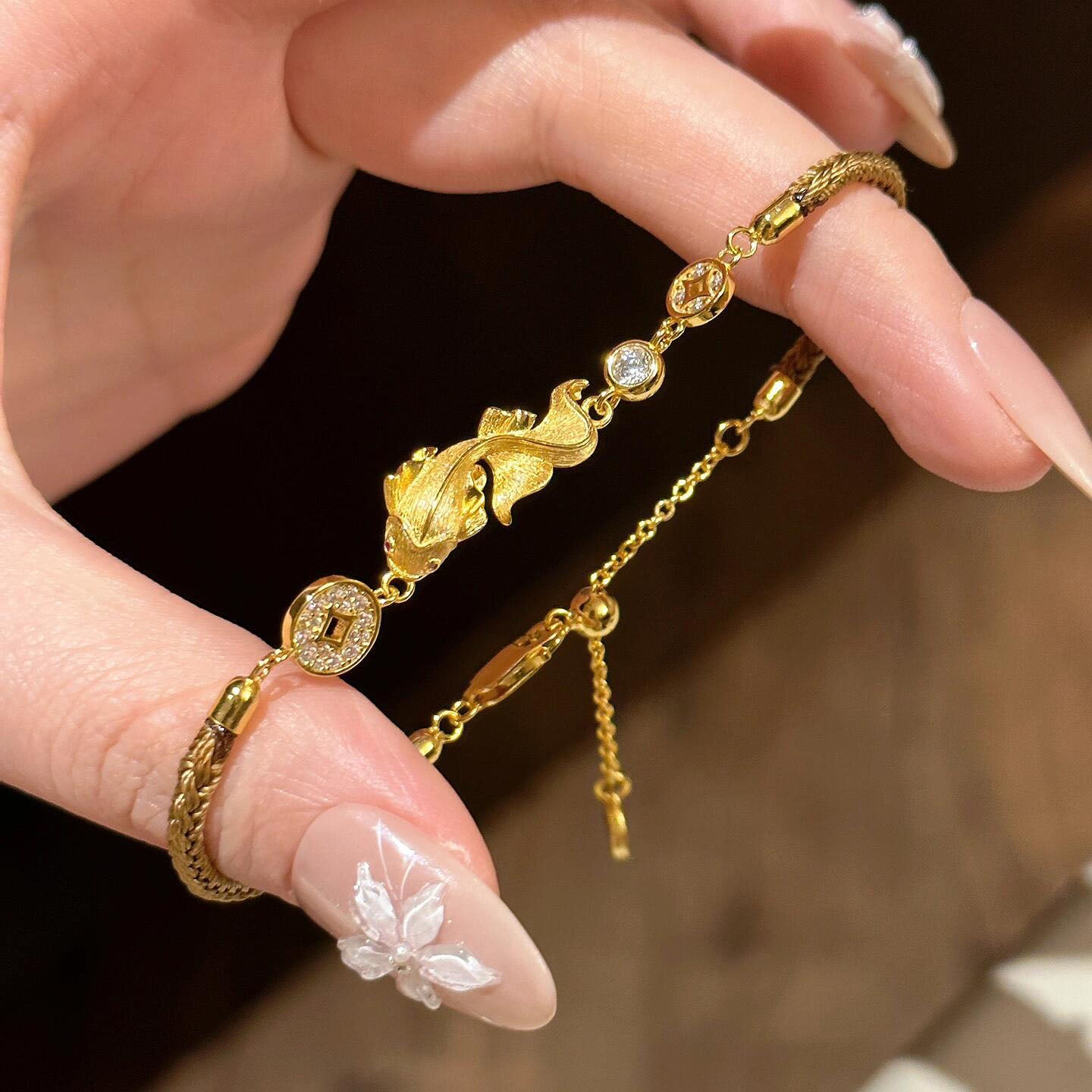 New Chinese Style Koi Brown Rope Woven Bracelet Fashion Jewelry