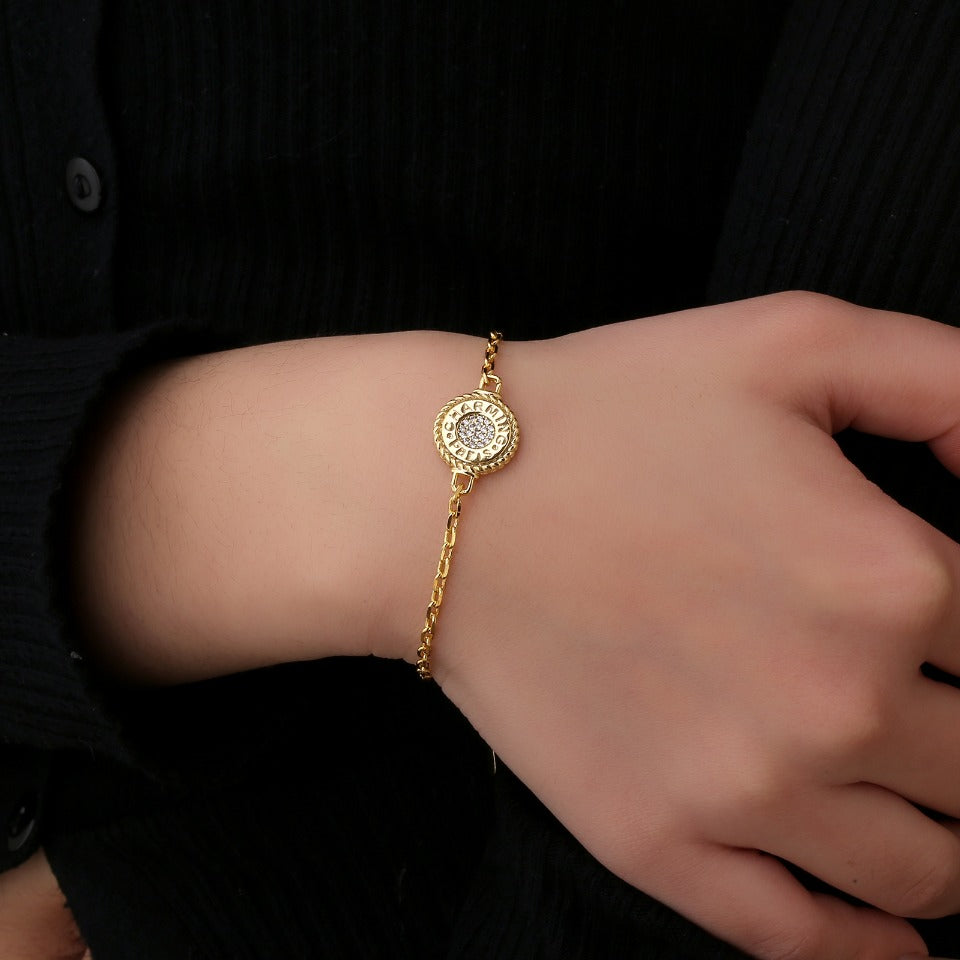    Minimalist High-End Round Pendant Bracelet Silver/Gold Two Colors Available Adjustable Chain