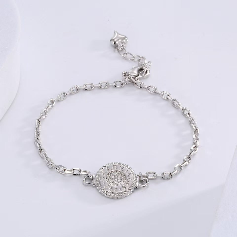    Minimalist High-End Round Pendant Bracelet Silver/Gold Two Colors Available Adjustable Chain