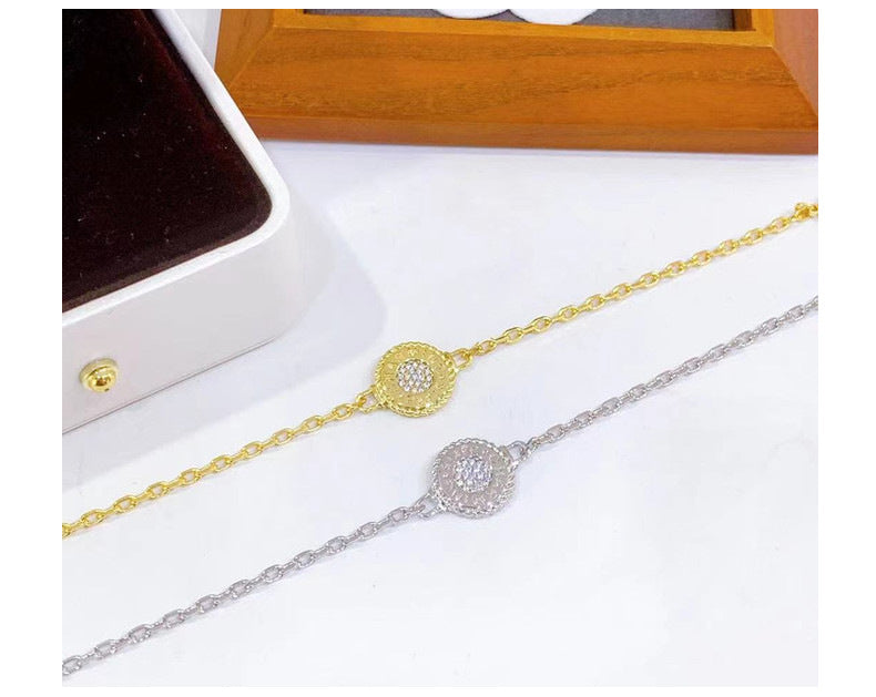    Minimalist High-End Round Pendant Bracelet Silver/Gold Two Colors Available Adjustable Chain