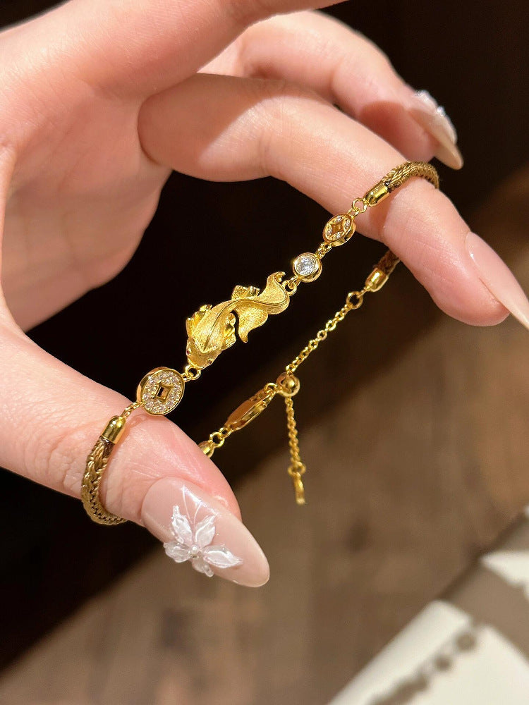 New Chinese Style Koi Brown Rope Woven Bracelet Fashion Jewelry