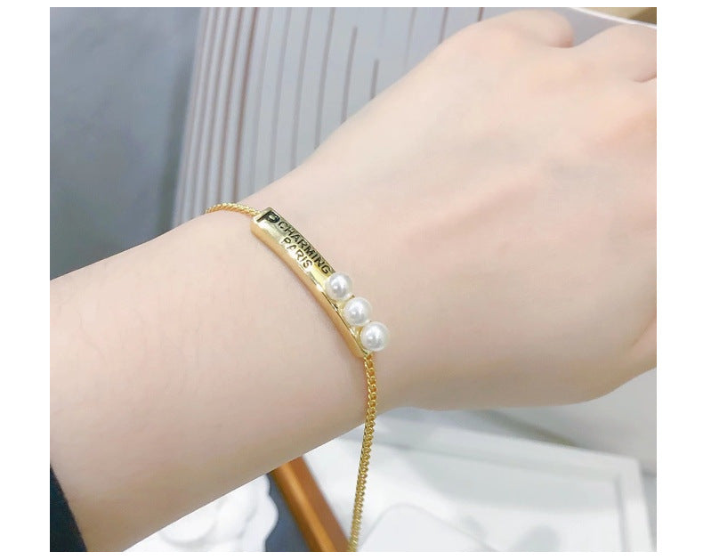 Environmental-Friendly Copper Real Gold Plating + Fashion Pearl Bracelet