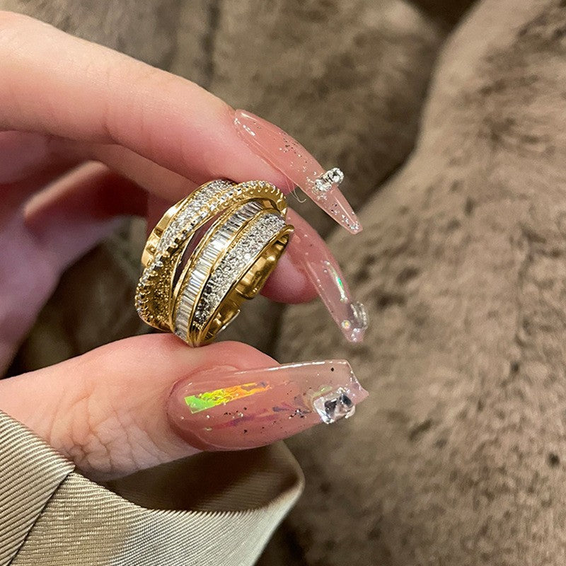 Gold-plated Zircon Adjustable Size Wrap Ring