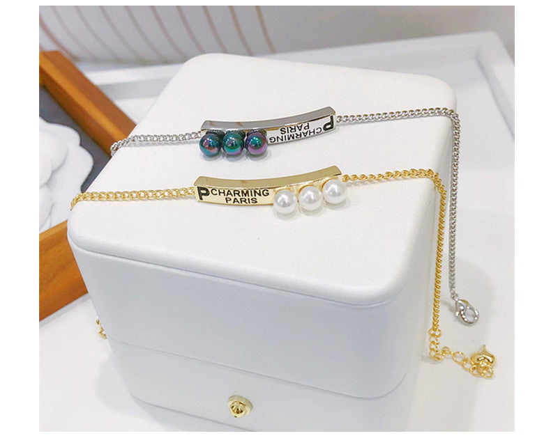 Environmental-Friendly Copper Real Gold Plating + Fashion Pearl Bracelet