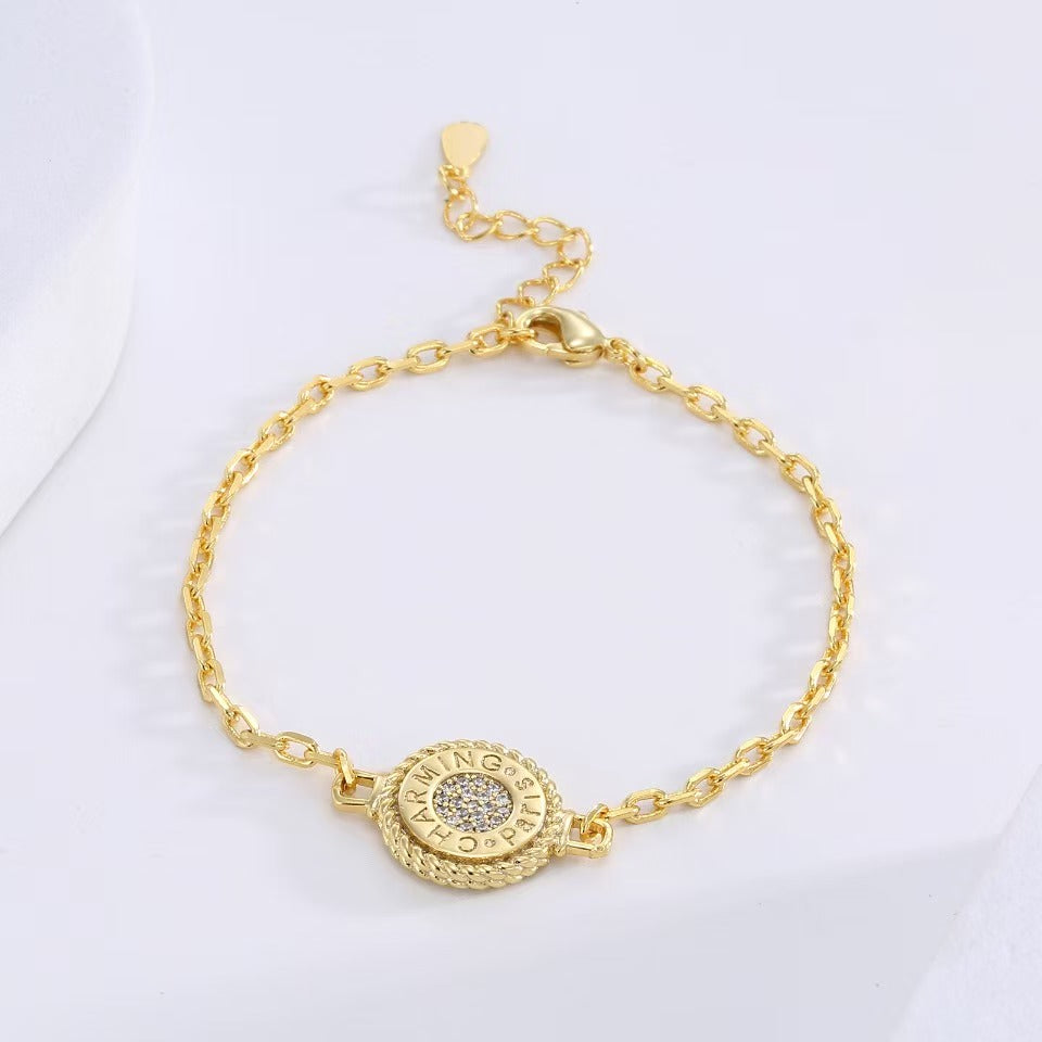    Minimalist High-End Round Pendant Bracelet Silver/Gold Two Colors Available Adjustable Chain