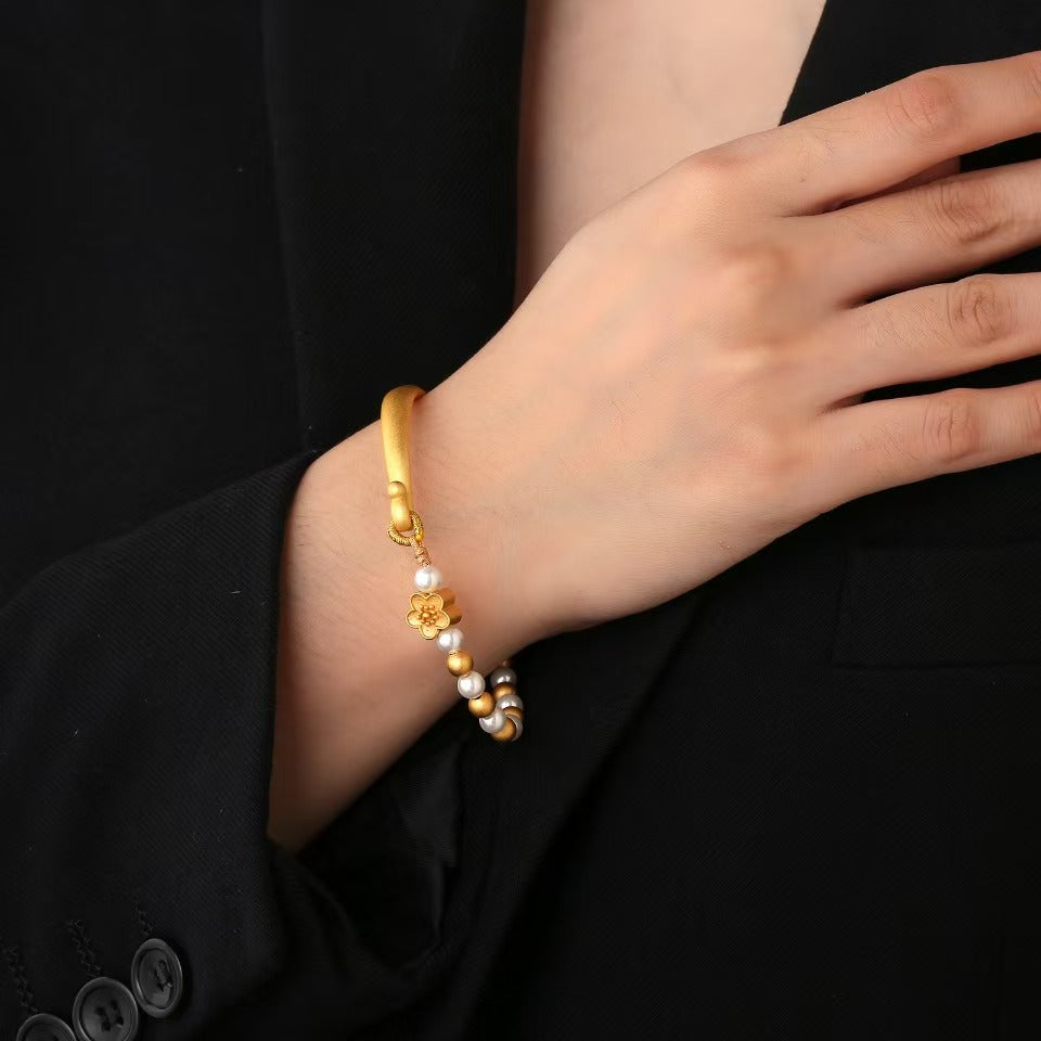Environmental-Friendly Copper Real Gold Plating + Retro Style Bracelet
