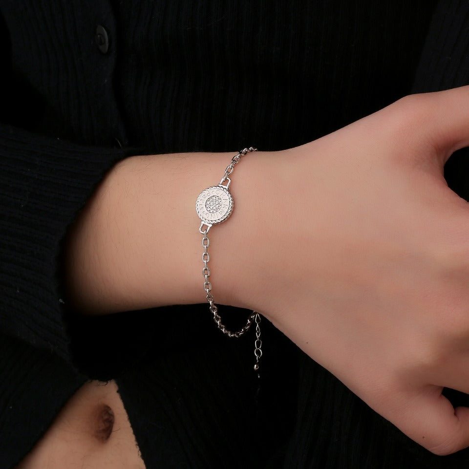    Minimalist High-End Round Pendant Bracelet Silver/Gold Two Colors Available Adjustable Chain