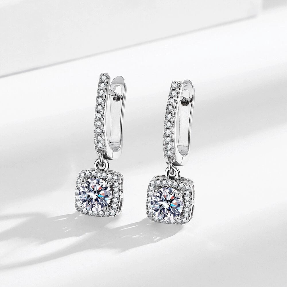 925 silver moissanite earrings women's niche fashion design sense anti-allergic simulation diamond cold wind temperament earrings