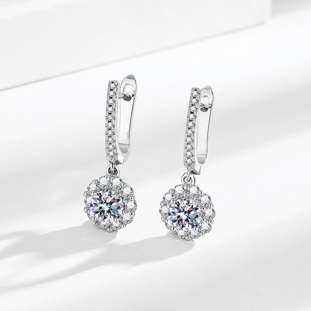 925 silver moissanite earrings women's niche fashion design sense anti-allergic simulation diamond cold wind temperament earrings