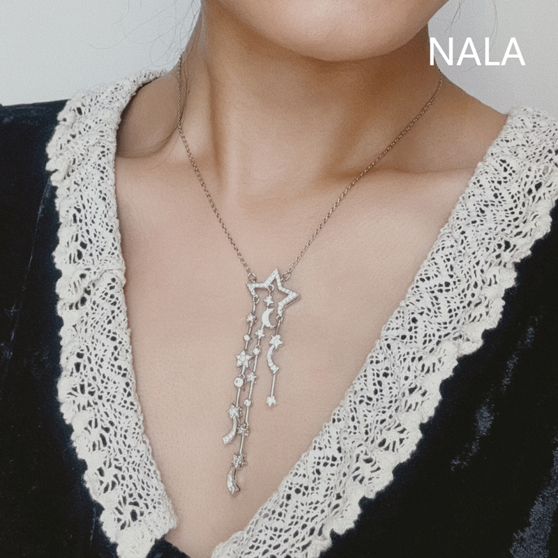 Comet tassel necklace light luxury high-end design sense niche collarbone chain 2024 new femininity neck chain jewelry
