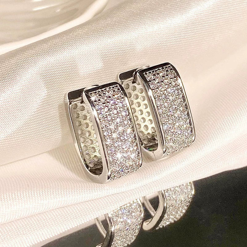 KTLT/New Fashion Women's Light Luxury Earrings Inlaid Zircon Geometric High Temperament Ear Buckles Earrings Earrings Pendant Tide