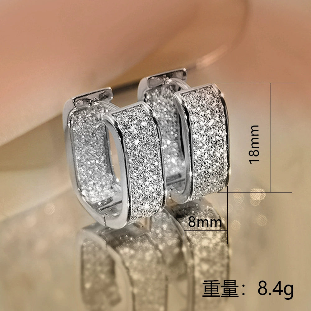 KTLT/New Fashion Women's Light Luxury Earrings Inlaid Zircon Geometric High Temperament Ear Buckles Earrings Earrings Pendant Tide
