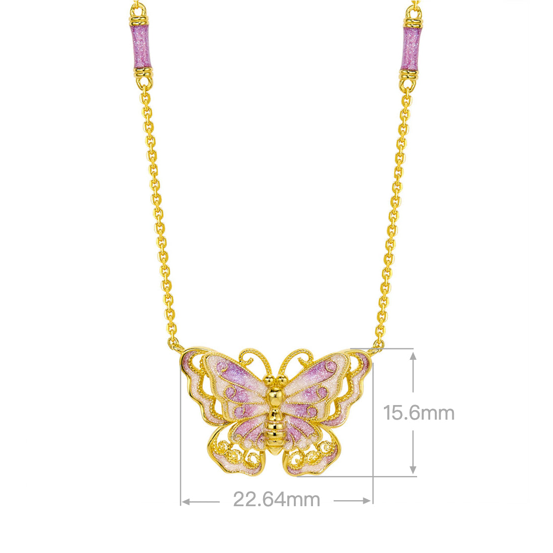 Gold Silk Purple Enamel Butterfly Necklace Dreamy Purple Butterfly Necklace High-end Versatile 925 Silver Gold-plated Collarbone Chain for Women