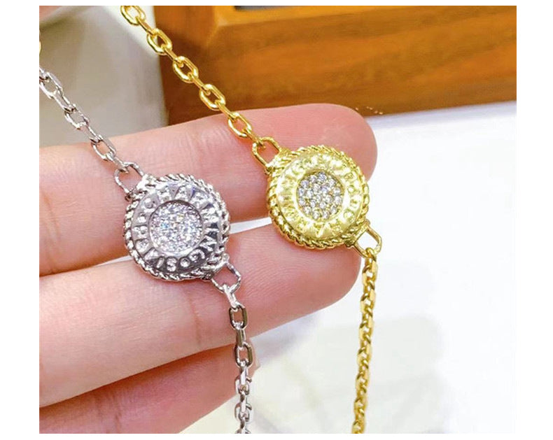    Minimalist High-End Round Pendant Bracelet Silver/Gold Two Colors Available Adjustable Chain