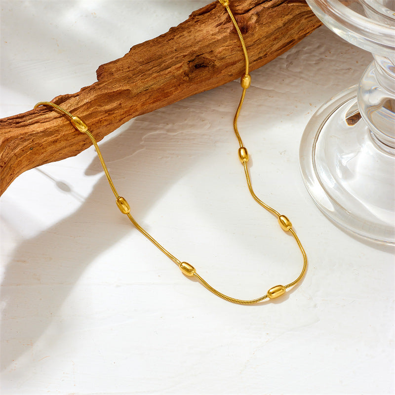 Light Luxury Stackable Trendy Beaded Round Snake Jewelry Gold-Plated Waist Chain