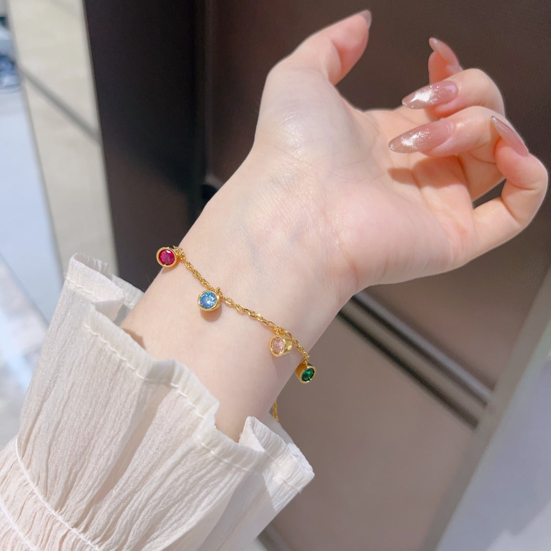 Real Gold Plating + Colorful Tassel Bracelet