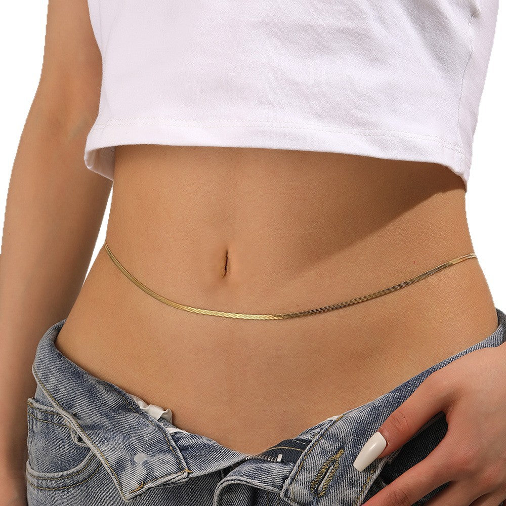 Light Luxury Stackable Trendy Beaded Round Snake Jewelry Gold-Plated Waist Chain