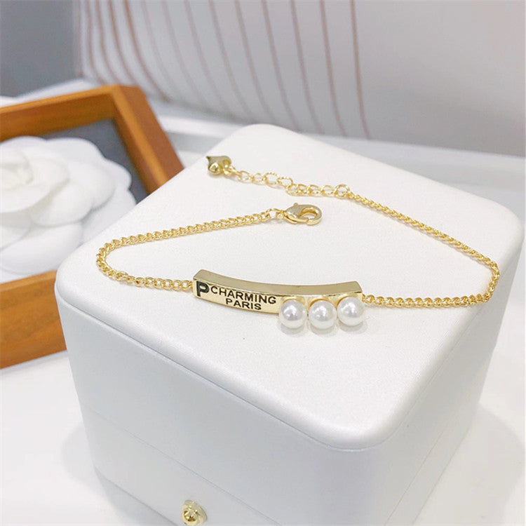Environmental-Friendly Copper Real Gold Plating + Fashion Pearl Bracelet